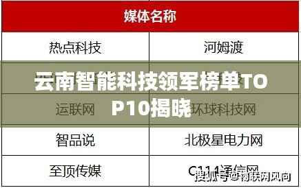 云南智能科技领军榜单TOP10揭晓