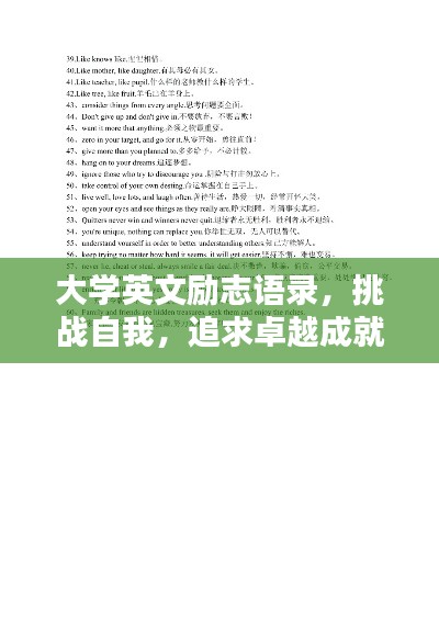 大学英文励志语录,挑战自我,追求卓越成就非凡人生!