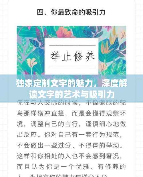 独家定制文字的魅力,深度解读文字的艺术与吸引力